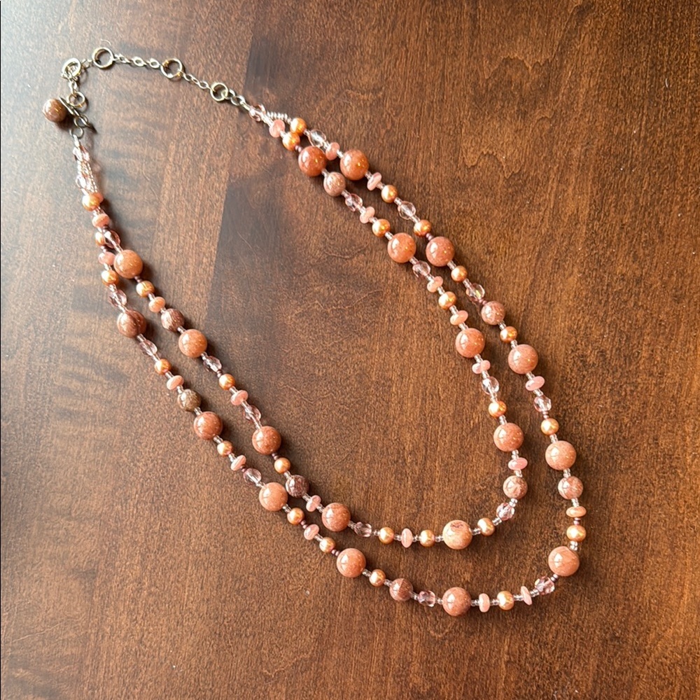 Elegant Pink/Mauve Beaded Necklace